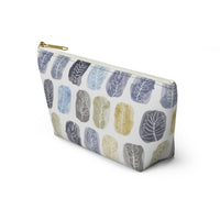 Watercolor Leaf Stamp Accessory Pouch w T-bottom in Navy